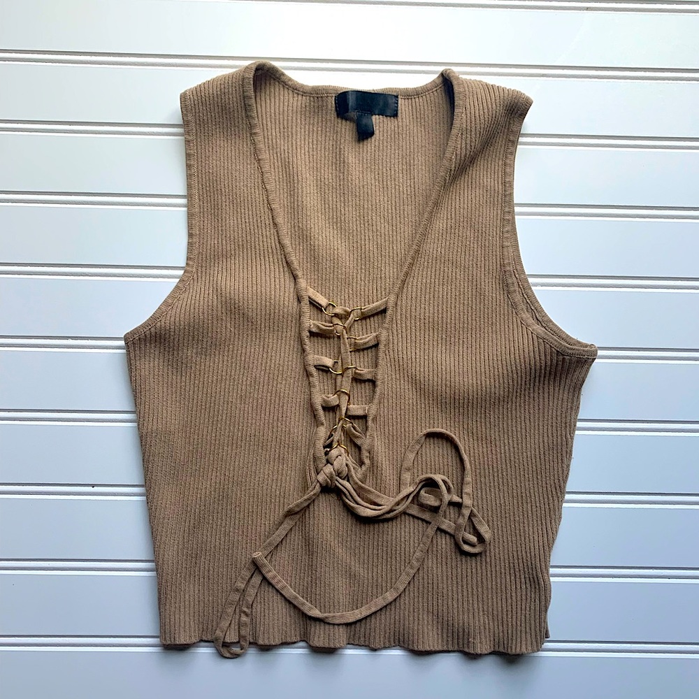 Cropped laced-up top